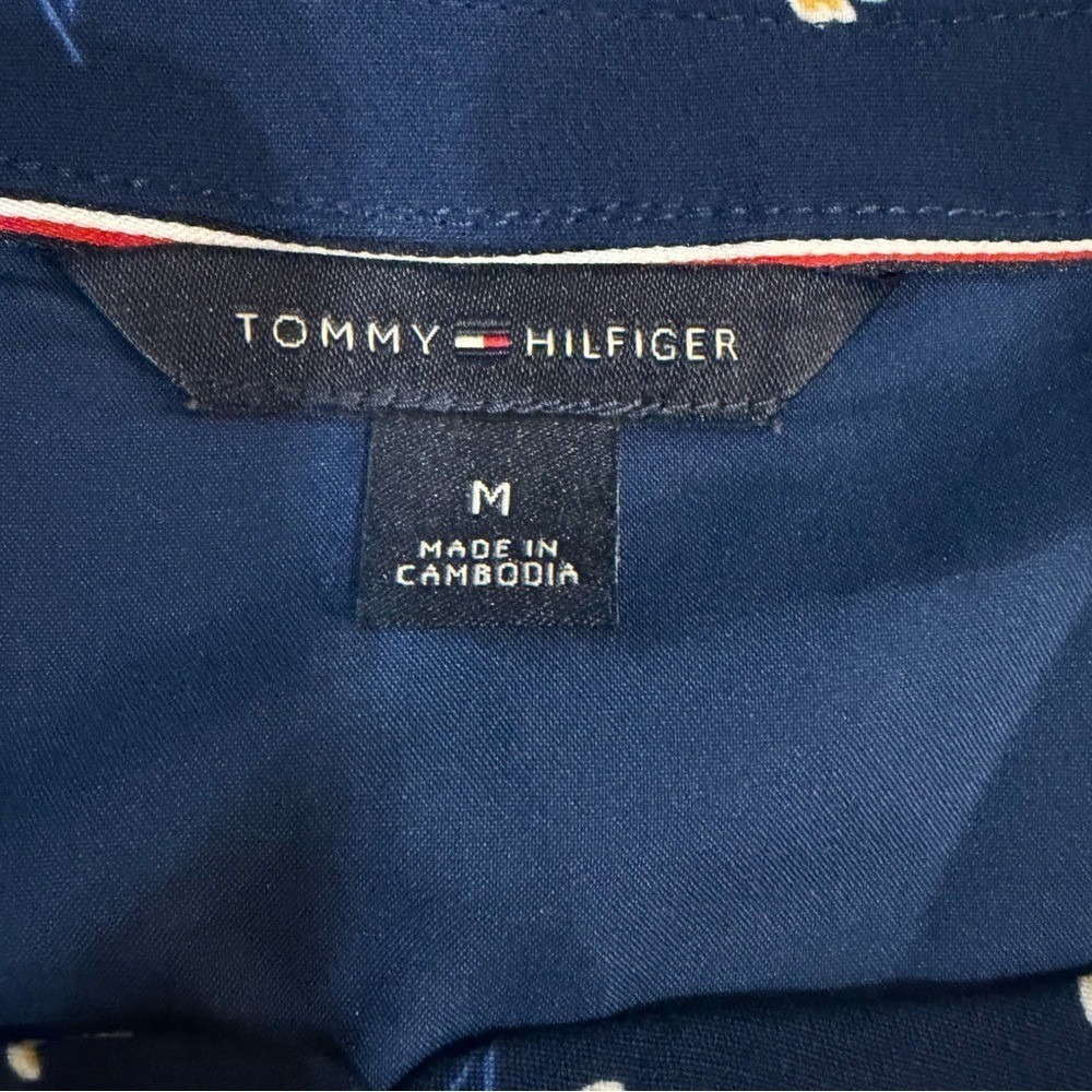 Tommy Hilfiger Floral Flutter Sleeve Ruffle Hem Shift Dress Navy Blue M Preppy - Picture 14 of 16